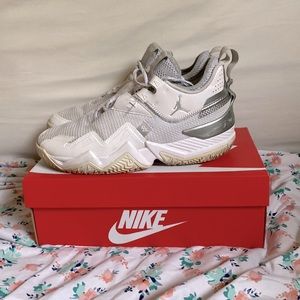 Jordan Westbrook One Take ‘White Metallic Silver’ basketball shoes.